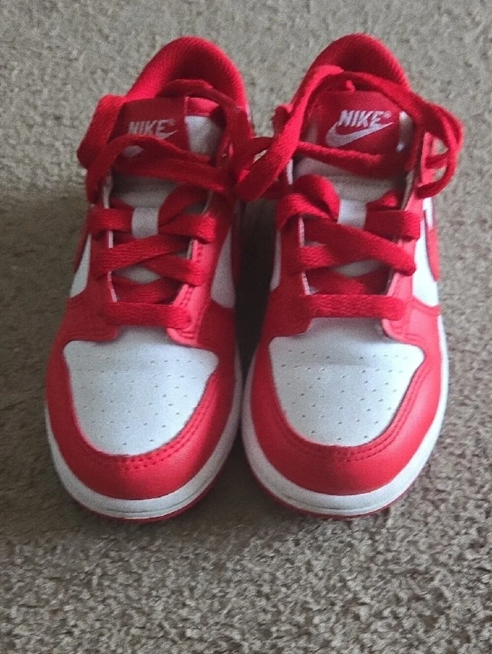Nike Kids Red and White Low-Top Sneakers